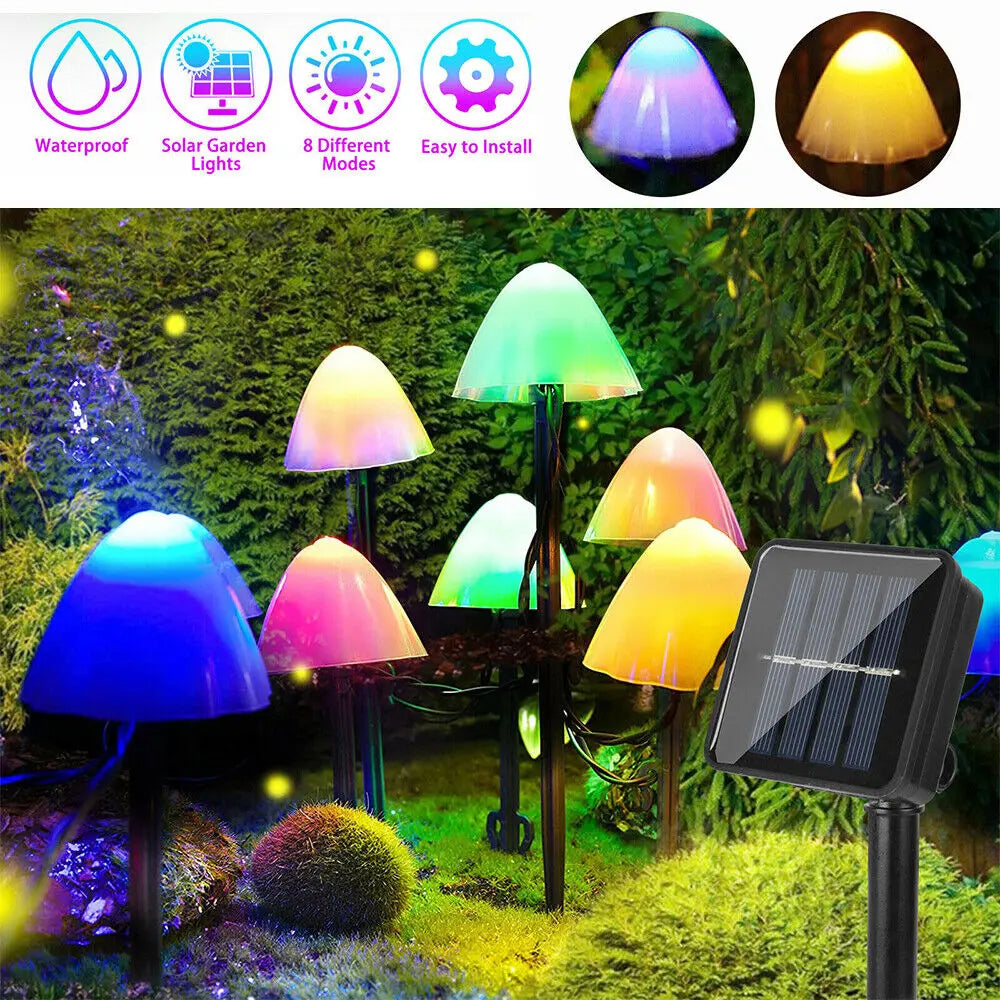 10 LED Solar Mushroom Lights