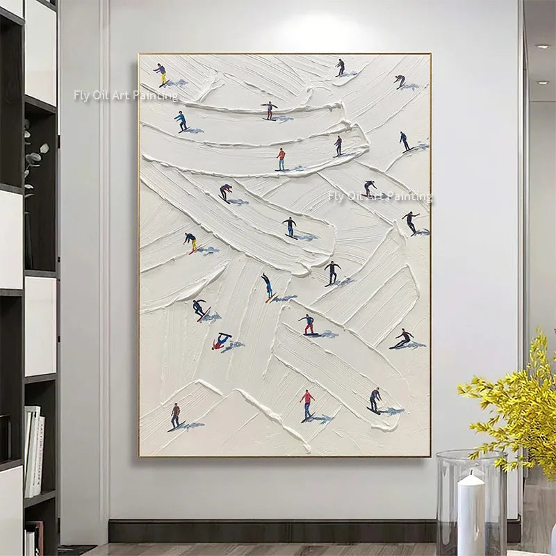 Handpainted Snow Abstract Mountain