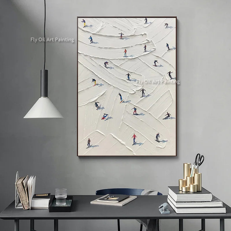 Handpainted Snow Abstract Mountain