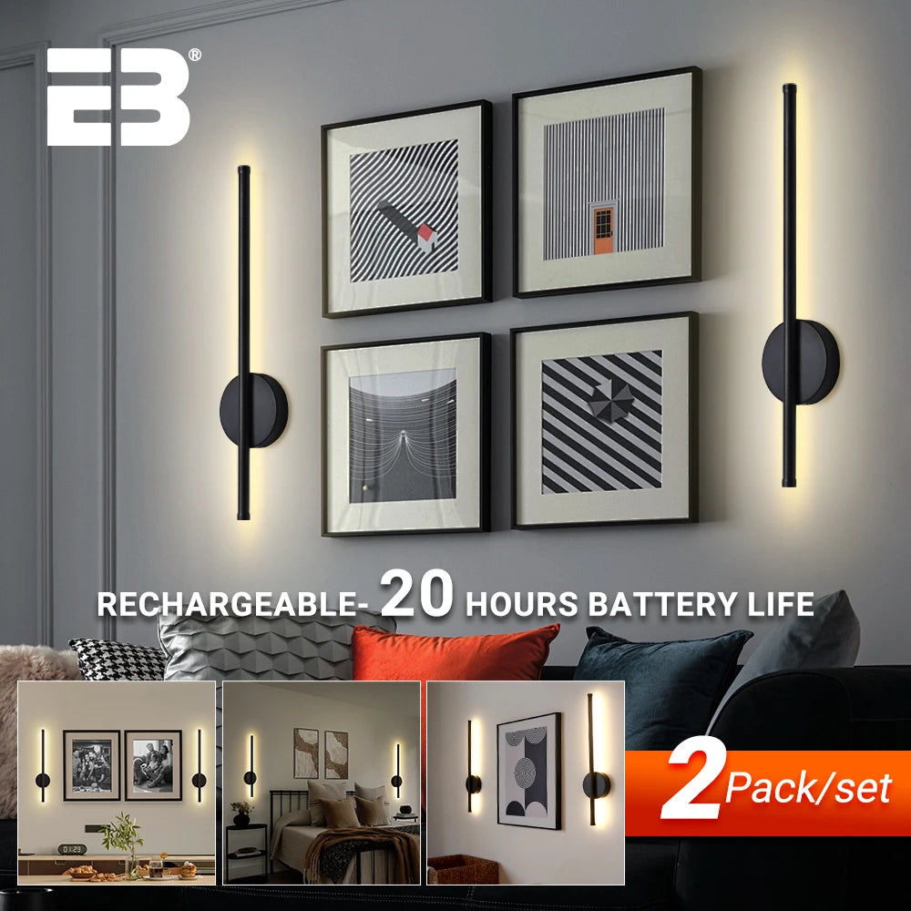 2-pack Rechargeable Wall Light LED