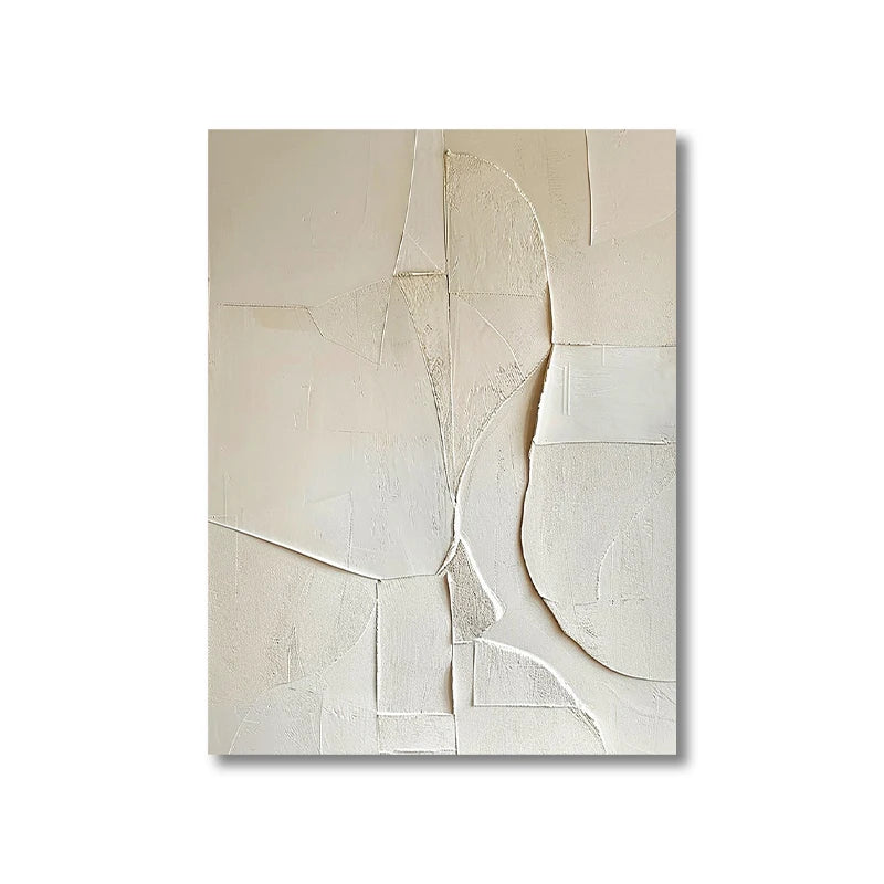 Creamy White Minimalist Abstract Canvas Oil Painting