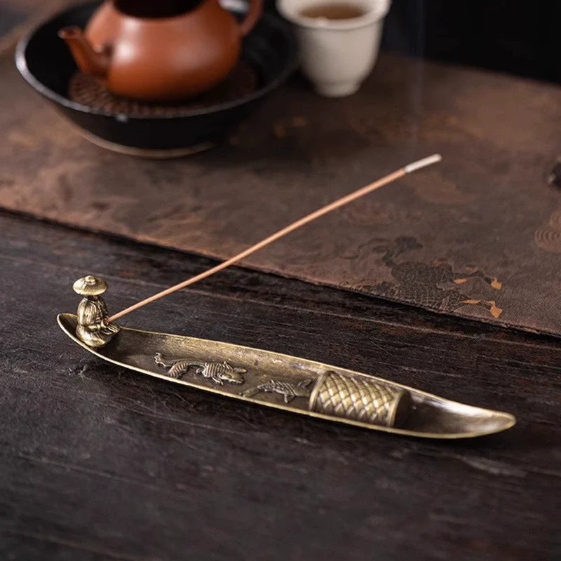 Incense Holder Boat Fishing Men